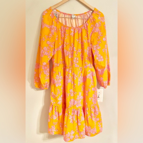 J.Crew floral print, size 12, orange and pink mini dress - Picture 2 of 12